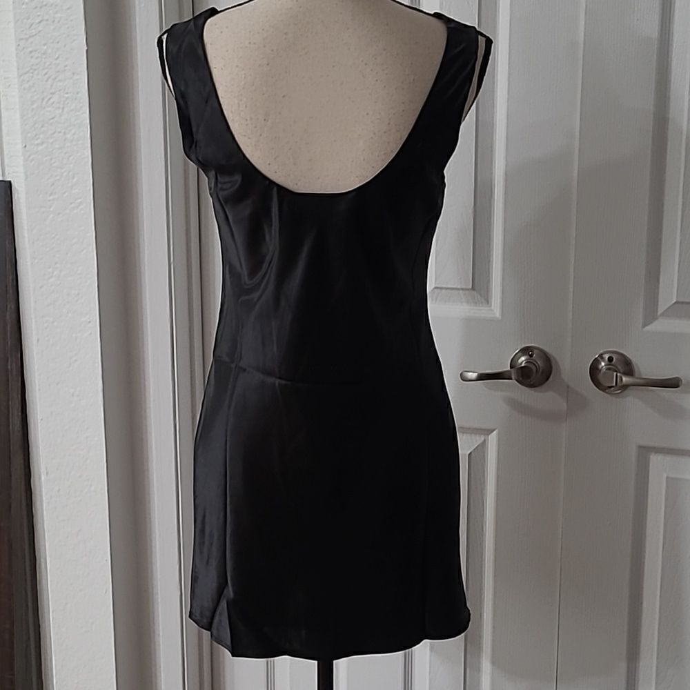 ♡♡♡ Le Lis Cami Black Lined Sexy Satin Slip Dress sz XS S M L - Picture 8 of 9